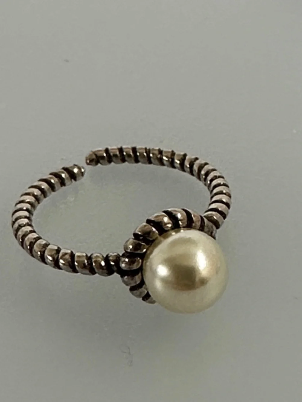 925 Sterling Silver Pearl Open Ring - Cream Pearl​​
